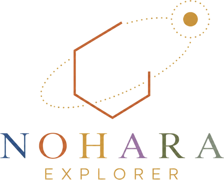 Nohara Explorer logo met geometrisch figuur en zon