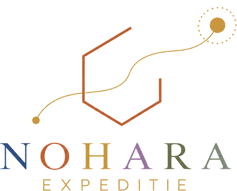 NOHARA EXPEDITIE logo met abstracte lijnen en cirkels.