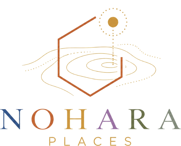 Logo van NOHARA PLACES met hexagon en zon